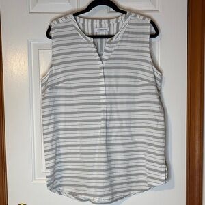 Liz Claiborne Gray and White Striped Blouse